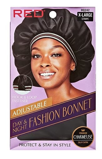 RED by Kiss Adjustable Day & Night Fashion Bonnet – Stripe (HQ242) - ANNS BEAUTY SUPPLY